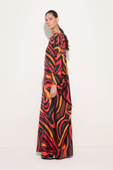 Pucci Embroidery Marmo Print Silk Kaftan