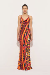 Pucci Soleil Print Orange Satin Dress