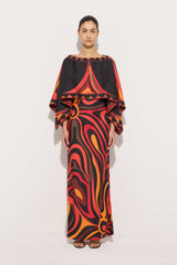 Pucci Marmo Print Silk Dress with Cape