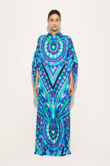 Pucci Manuba Print Silk Kaftan with Draped Sleeves