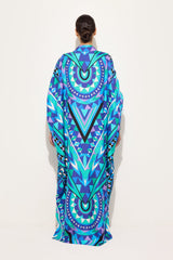 Pucci Manuba Print Silk Kaftan with Draped Sleeves