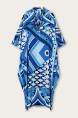 Pucci Vivara Print Long Kaftan with Embroidery