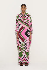 Pucci Vivara Print Long Kaftan with Embroidery