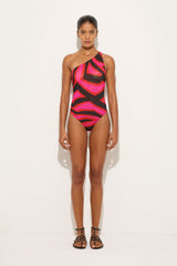 Pucci Labirinto Print One-Shoulder Bodysuit