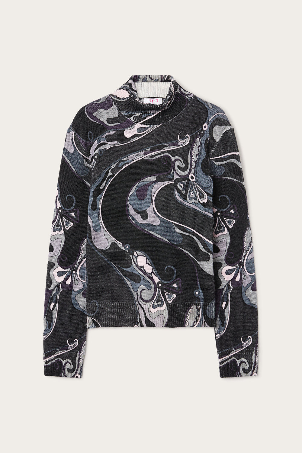 Pucci Orchidee Print High Neck Sweater in Wool