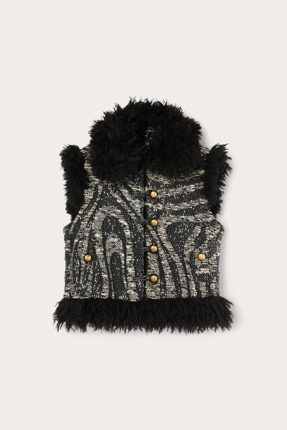 Pucci Tweed Waistcoat with Fur Details