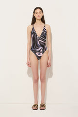 Pucci Marmo Print V-neck Swimsuit