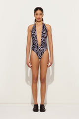 Pucci Labirinto Print Deep Neckline Swimsuit