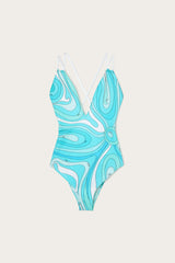 Pucci Marmo Print V-neck Swimsuit