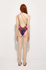 Pucci Iride Print One-Shoulder Swimsuit