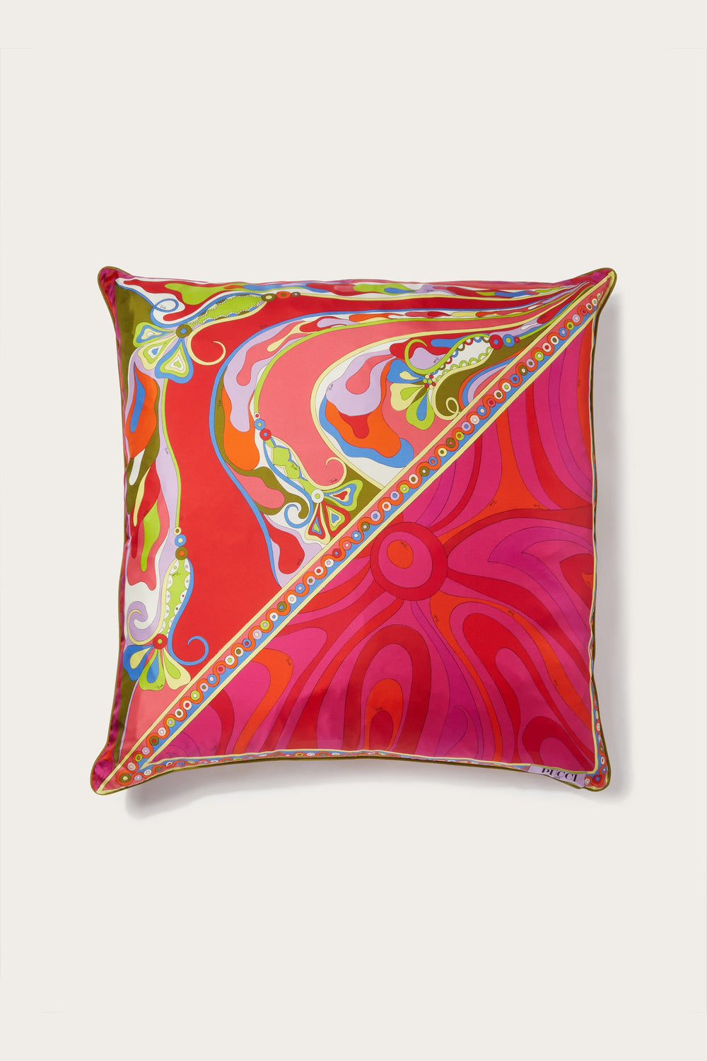 Pucci Patchwork-Print Large Silk-Twill Cushion
