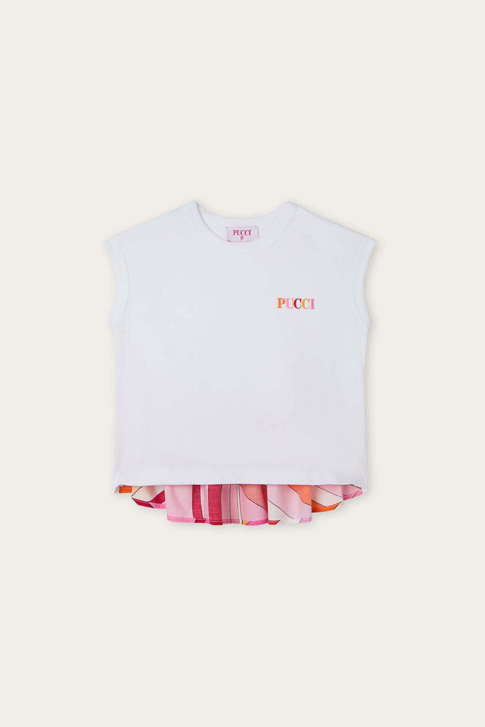 Pucci Sleeveless T-Shirt with Printed Hem