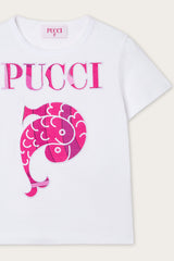 Pucci T-shirt with Embroidered Logo and Fish