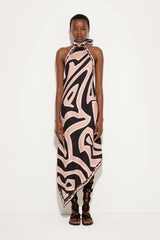 Pucci Labirinto Print Silk Dress with Halter Neckline