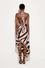 Pucci Labirinto Print Silk Dress with Halter Neckline