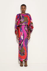 Pucci Orchidee Print Long Dress with Shawl
