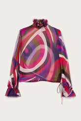 Pucci Iride Print Blouse with Balloon Sleeves