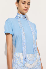 Pucci Mixed Print Silk Twill Scarf with Rhinestones