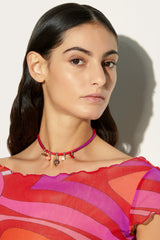 Pucci Marmo Print Choker With Pendants