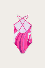 Pucci Marmo Print Cross-Over One-Piece Swimsuit