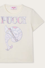Pucci T-shirt with Embroidered Logo and Fish