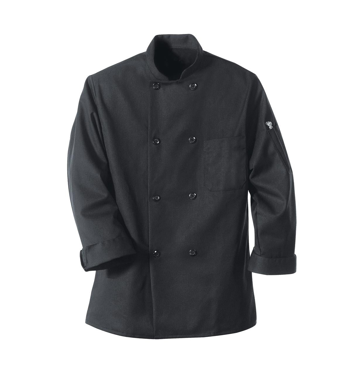 Red Kap Eight Pearl Button Black Chef Coat