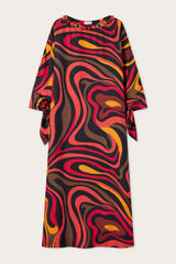 Pucci Embroidery Marmo Print Silk Kaftan