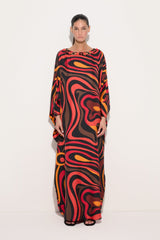Pucci Embroidery Marmo Print Silk Kaftan