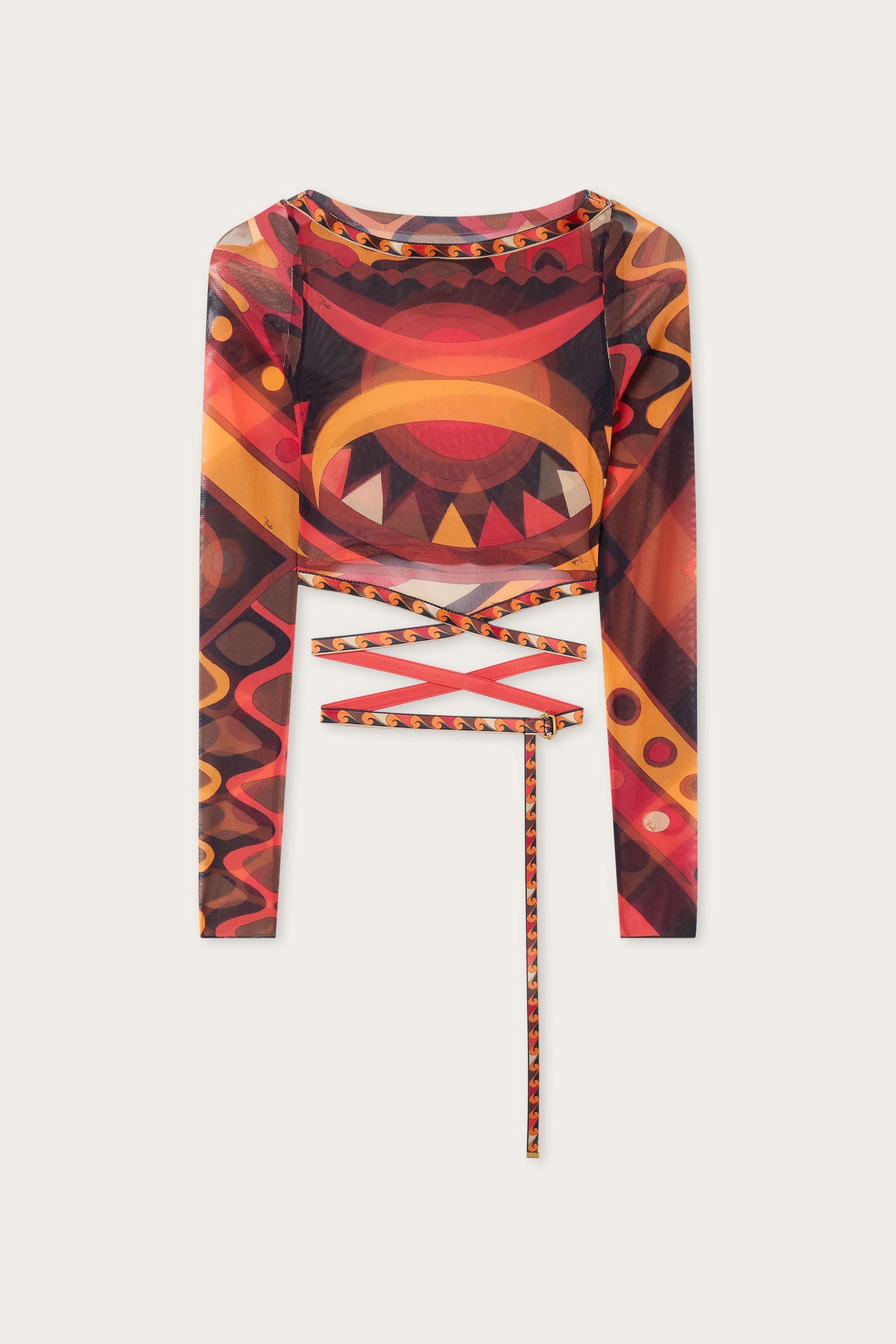 Pucci Vivara Print Tulle Crop Top