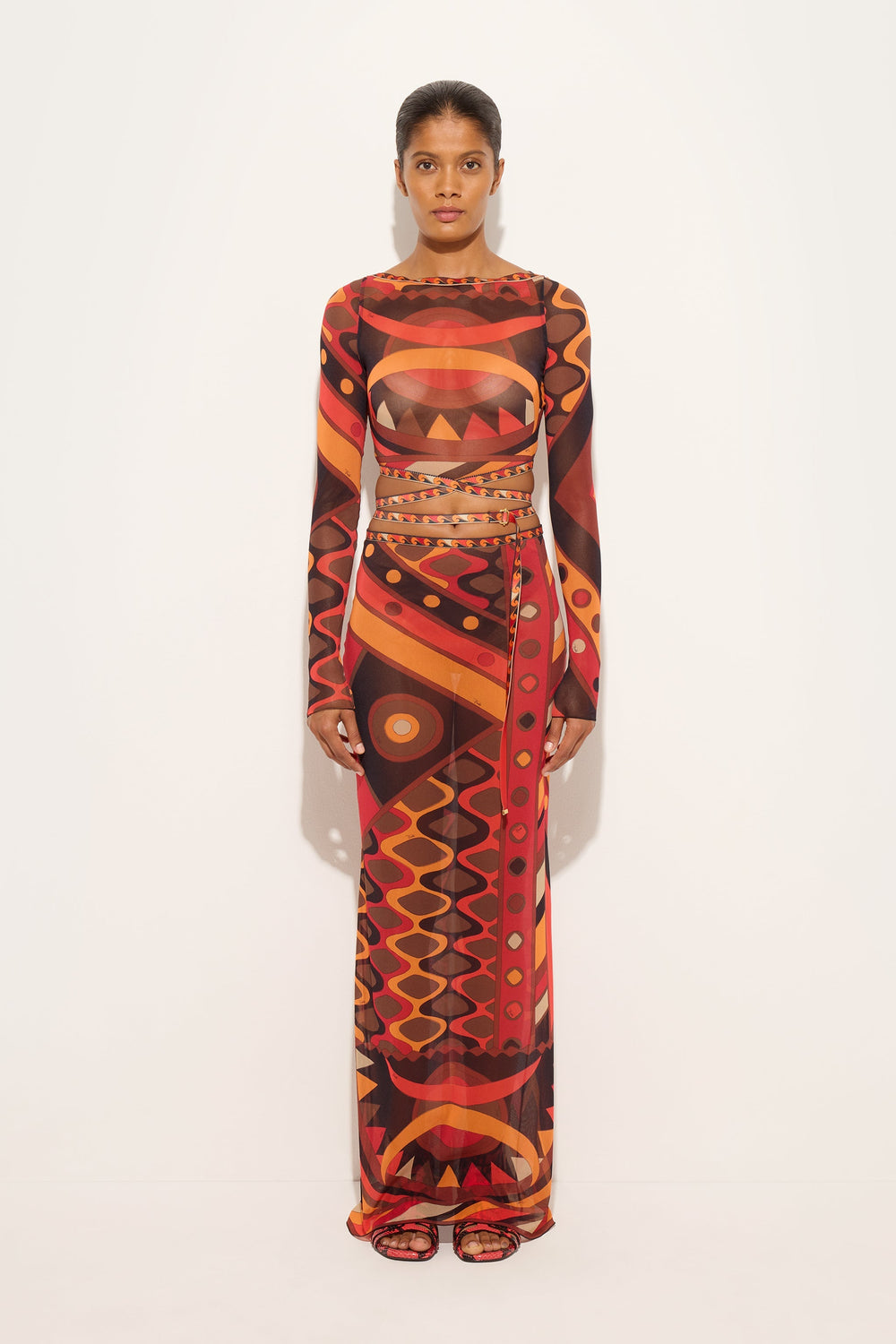 Pucci Vivara Print Tulle Crop Top