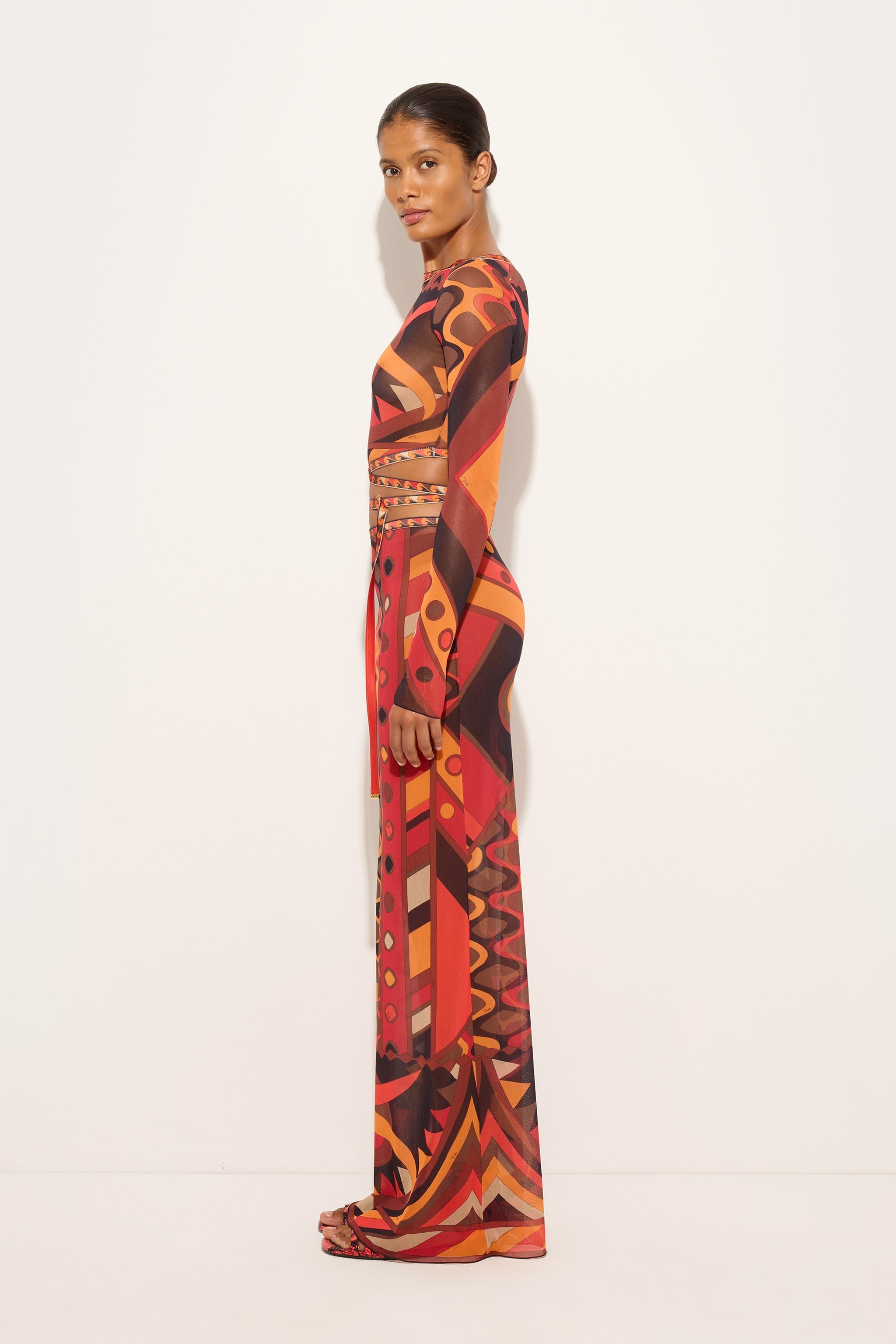 Pucci Vivara Print Tulle Crop Top