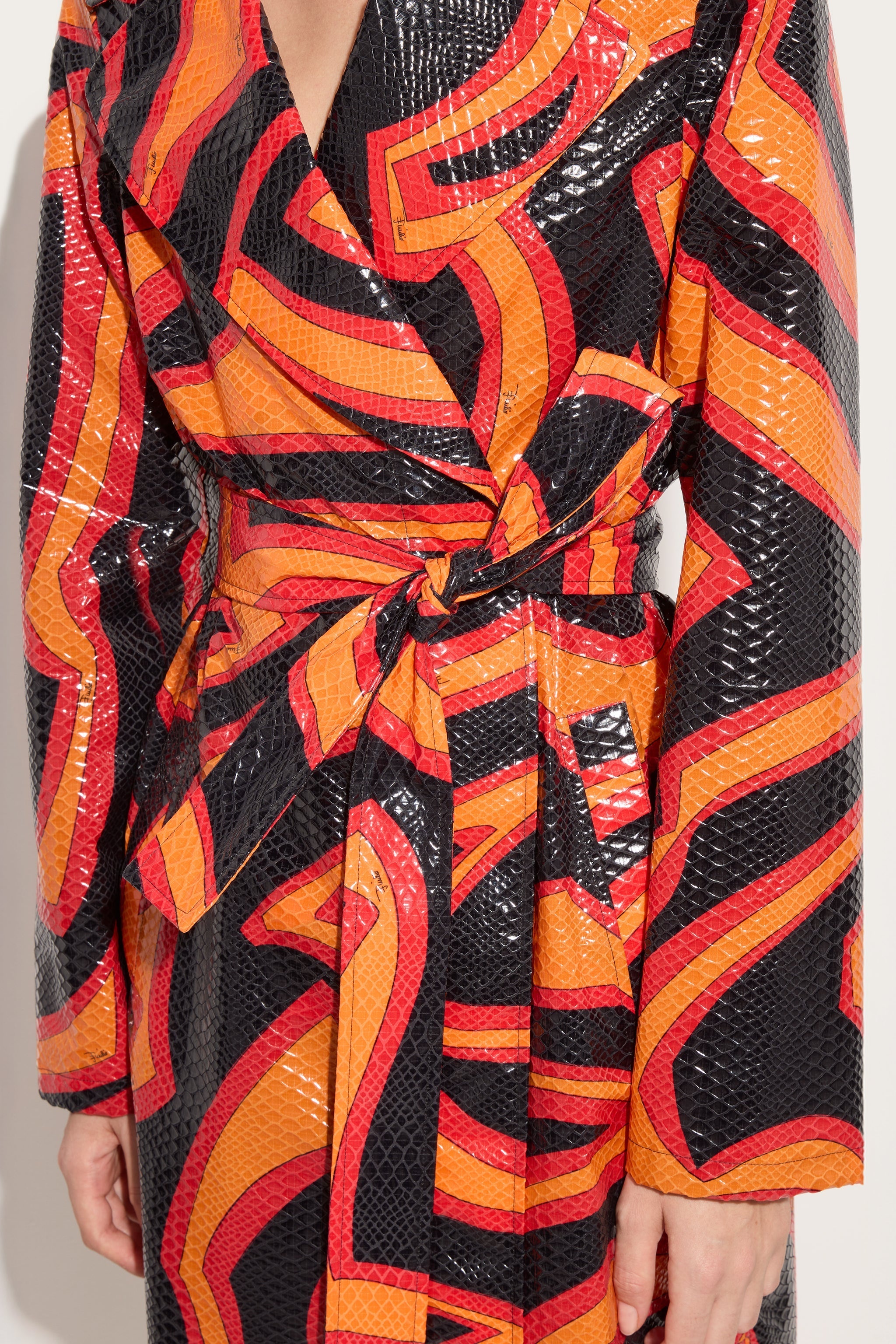 Pucci Labirinto Print Trench Coat