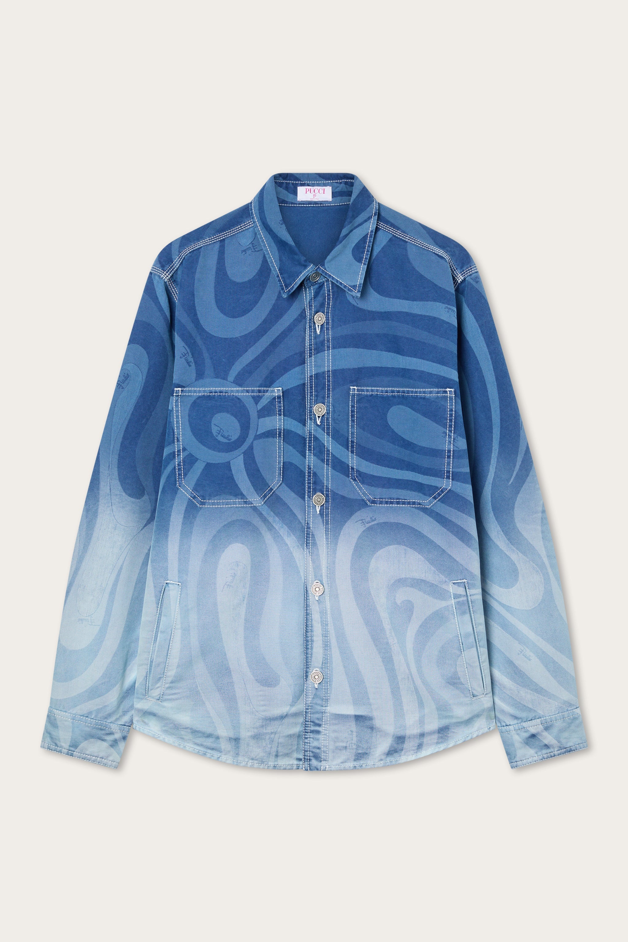 Pucci Marmo Print Oversized Denim Jacket