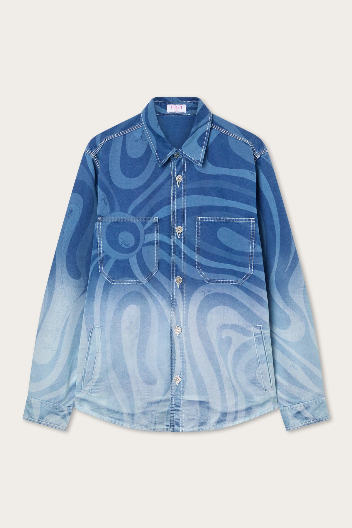 Pucci Marmo Print Oversized Denim Jacket