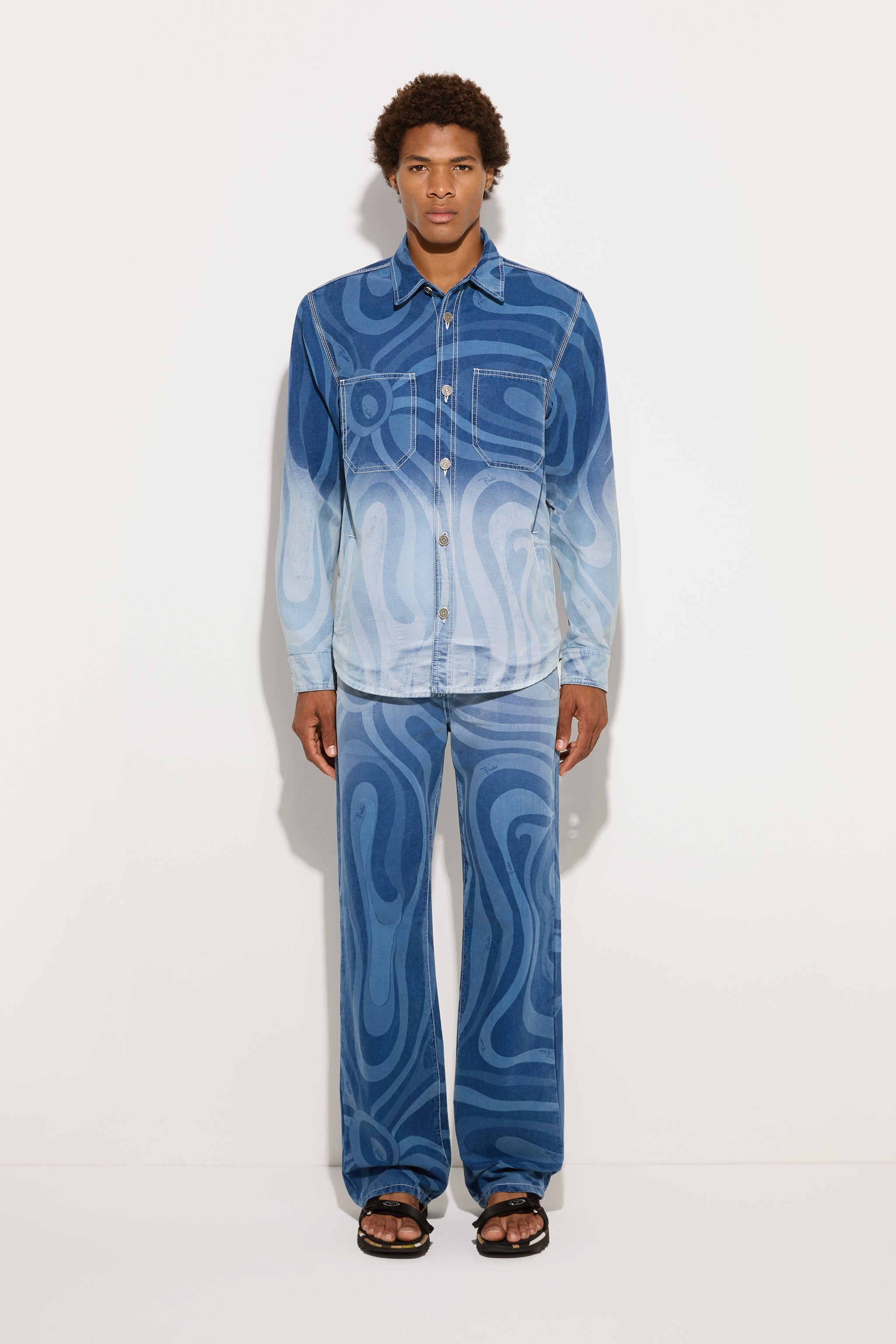 Pucci Marmo Print Oversized Denim Jacket