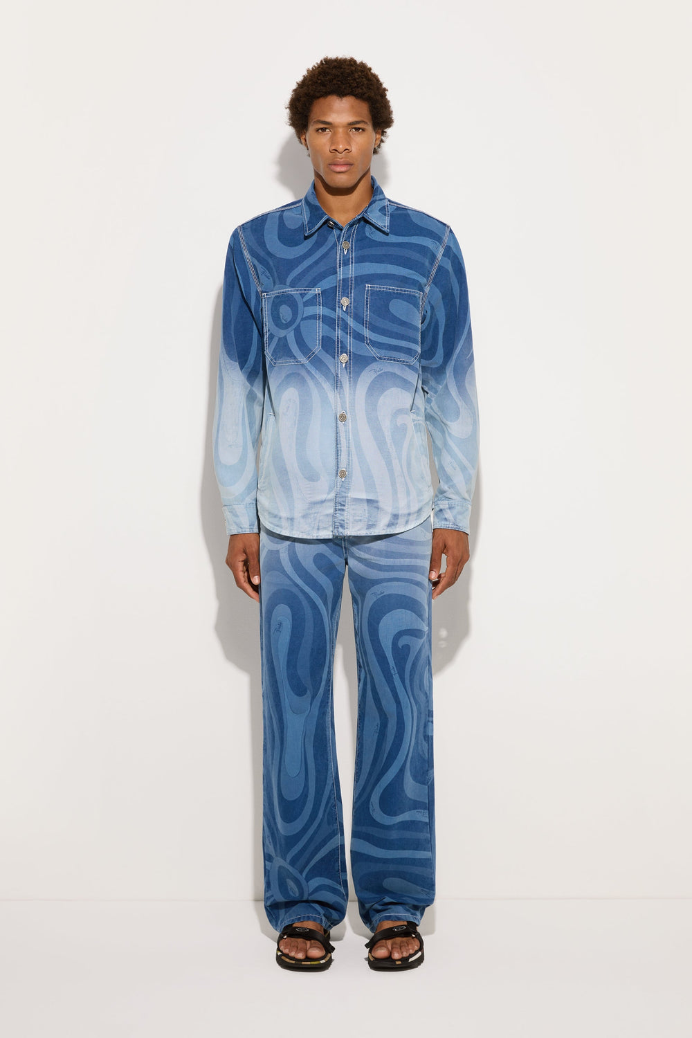 Pucci Marmo Print Oversized Denim Jacket