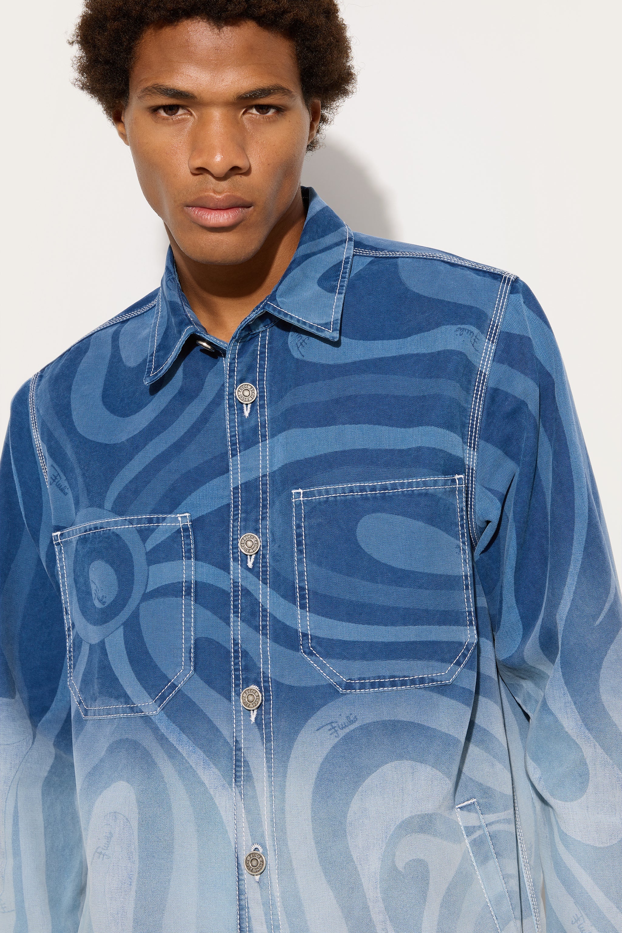 Pucci Marmo Print Oversized Denim Jacket