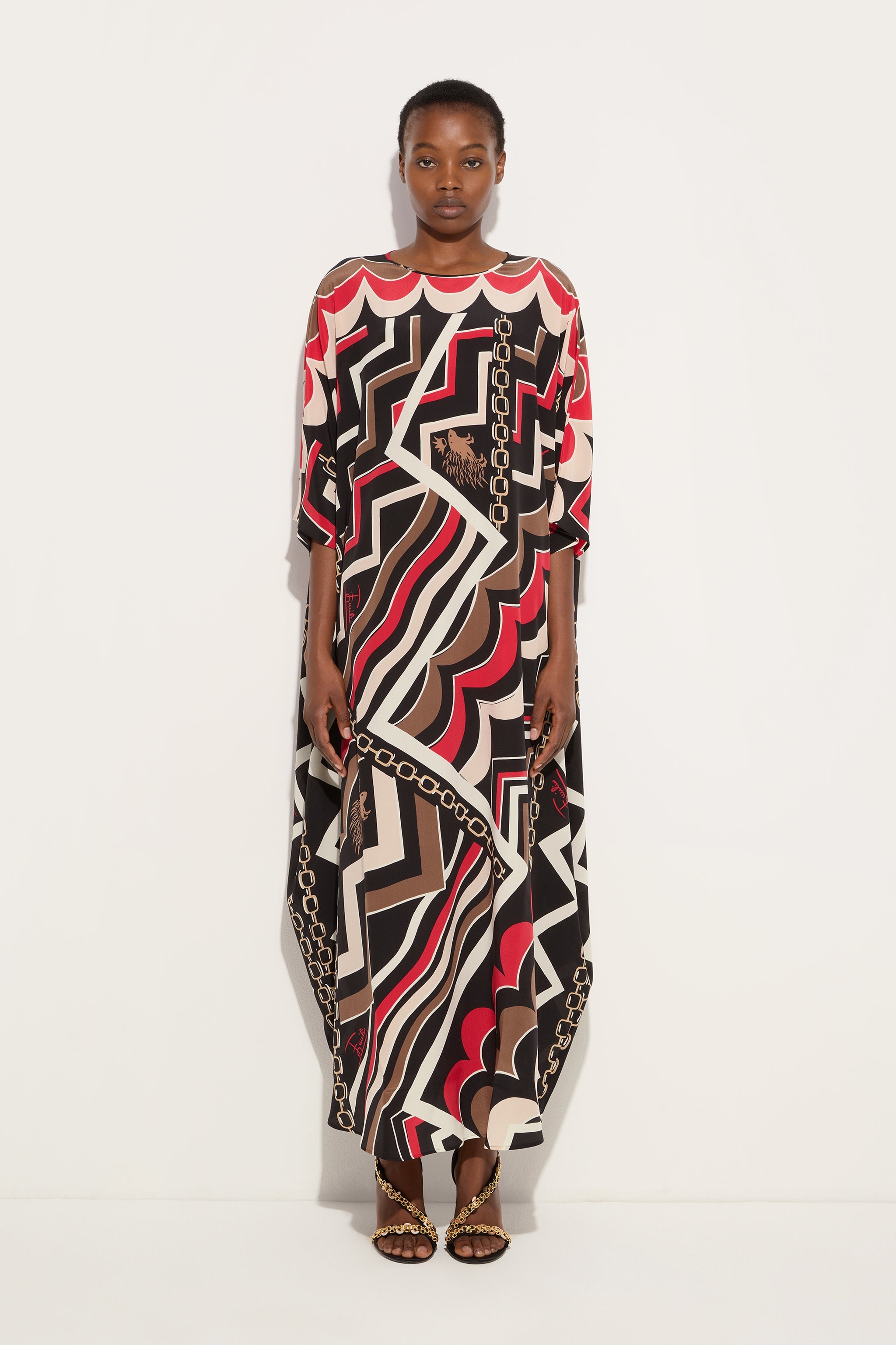 Pucci Istrice Print Long Kaftan