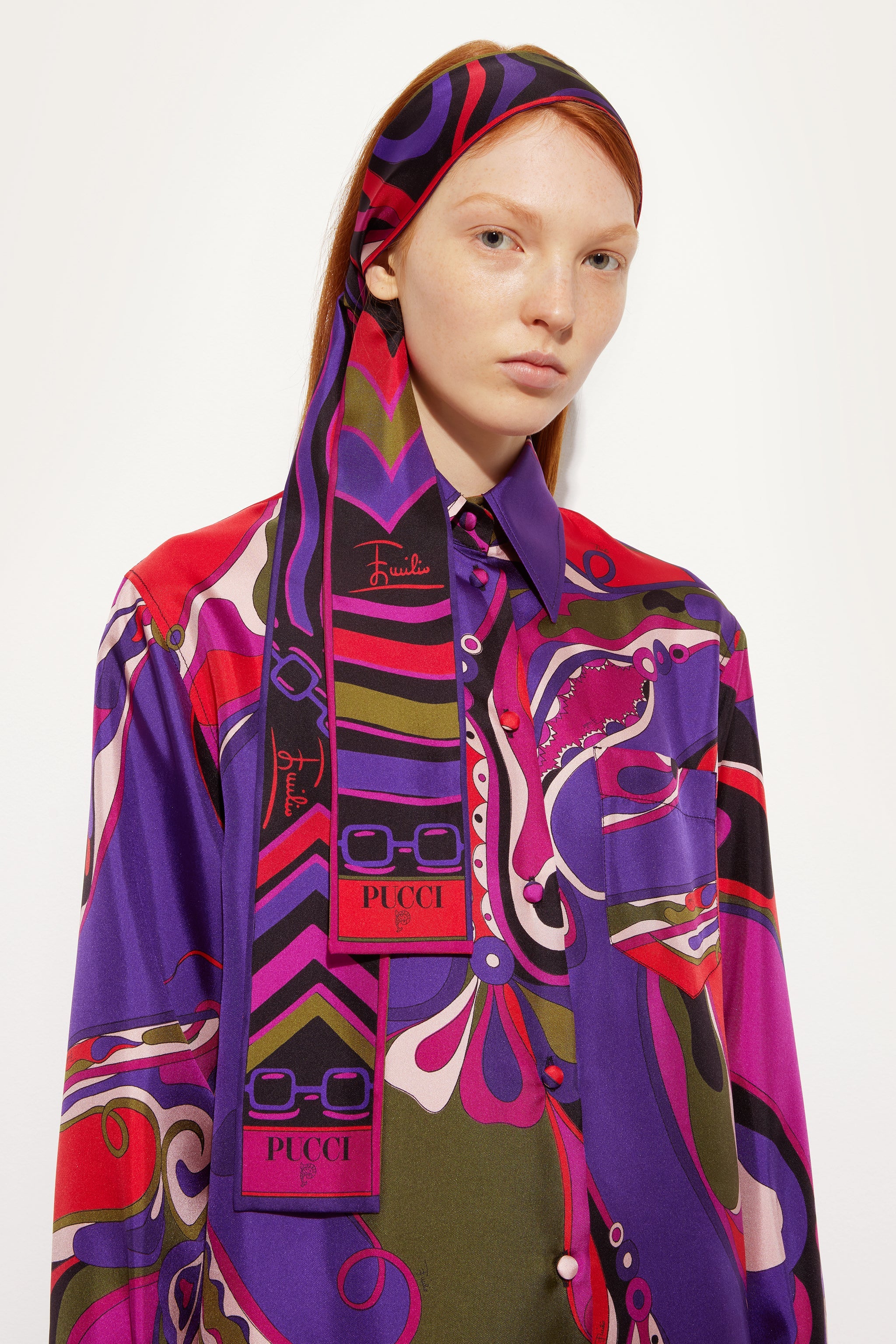 Pucci Istrice and Marmo Print Silk Scarf