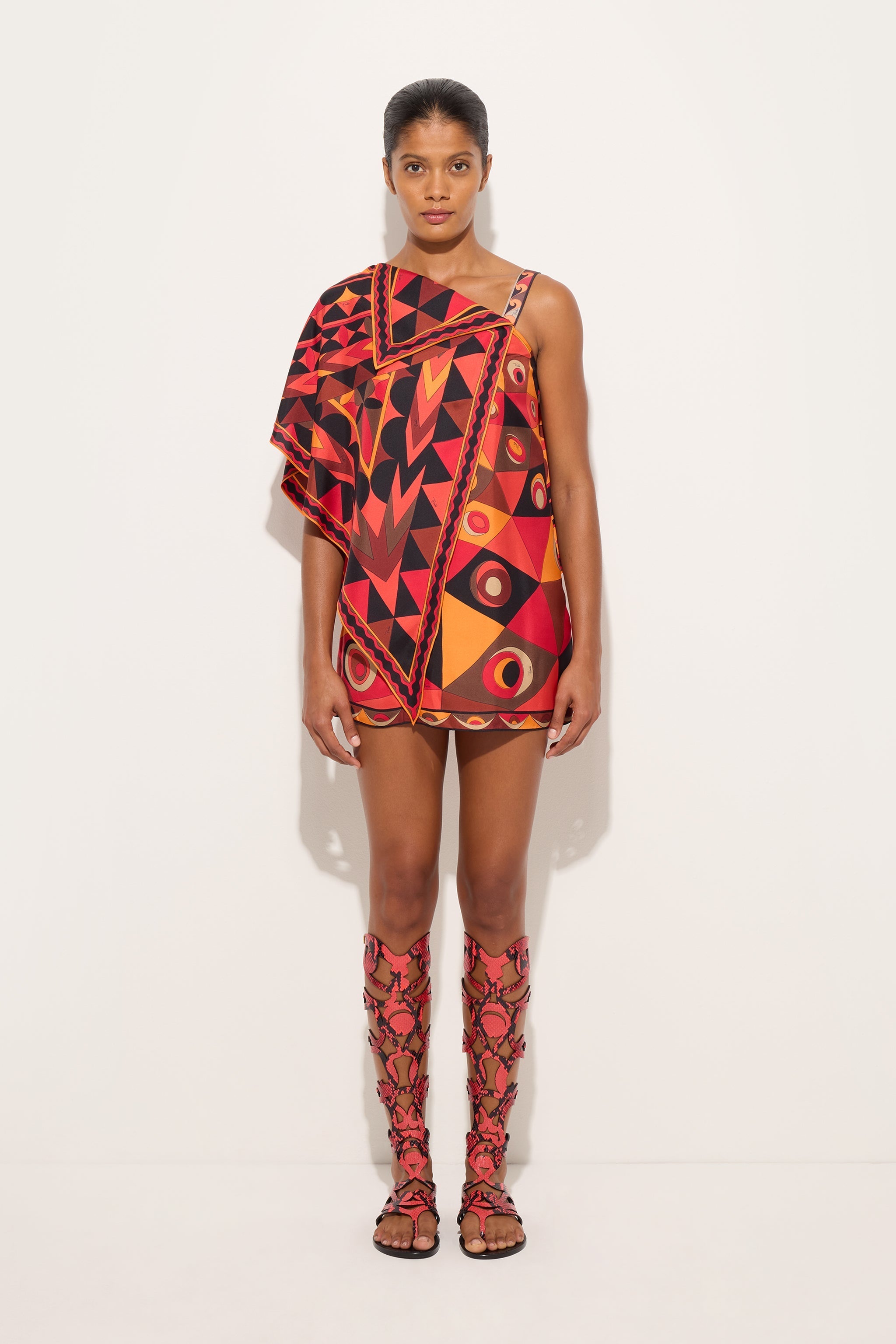 Pucci Occhi Print Asymmetrical Foulard Dress