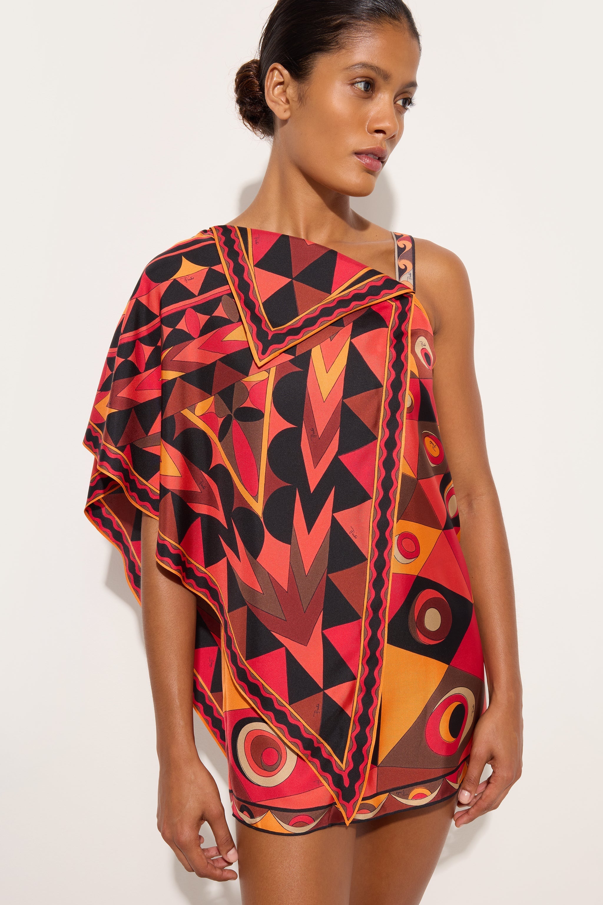Pucci Occhi Print Asymmetrical Foulard Dress