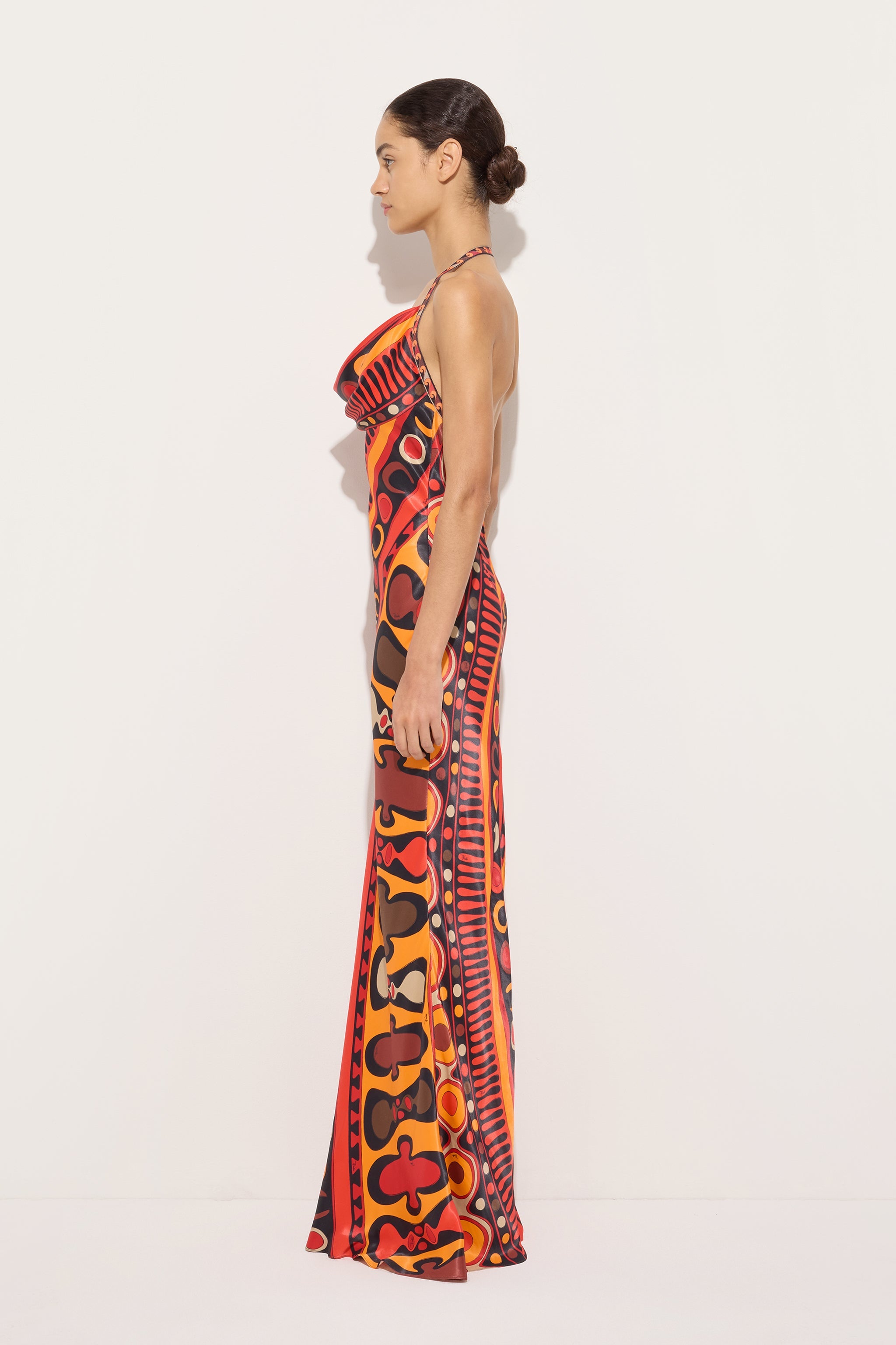 Pucci Soleil Print Orange Satin Dress