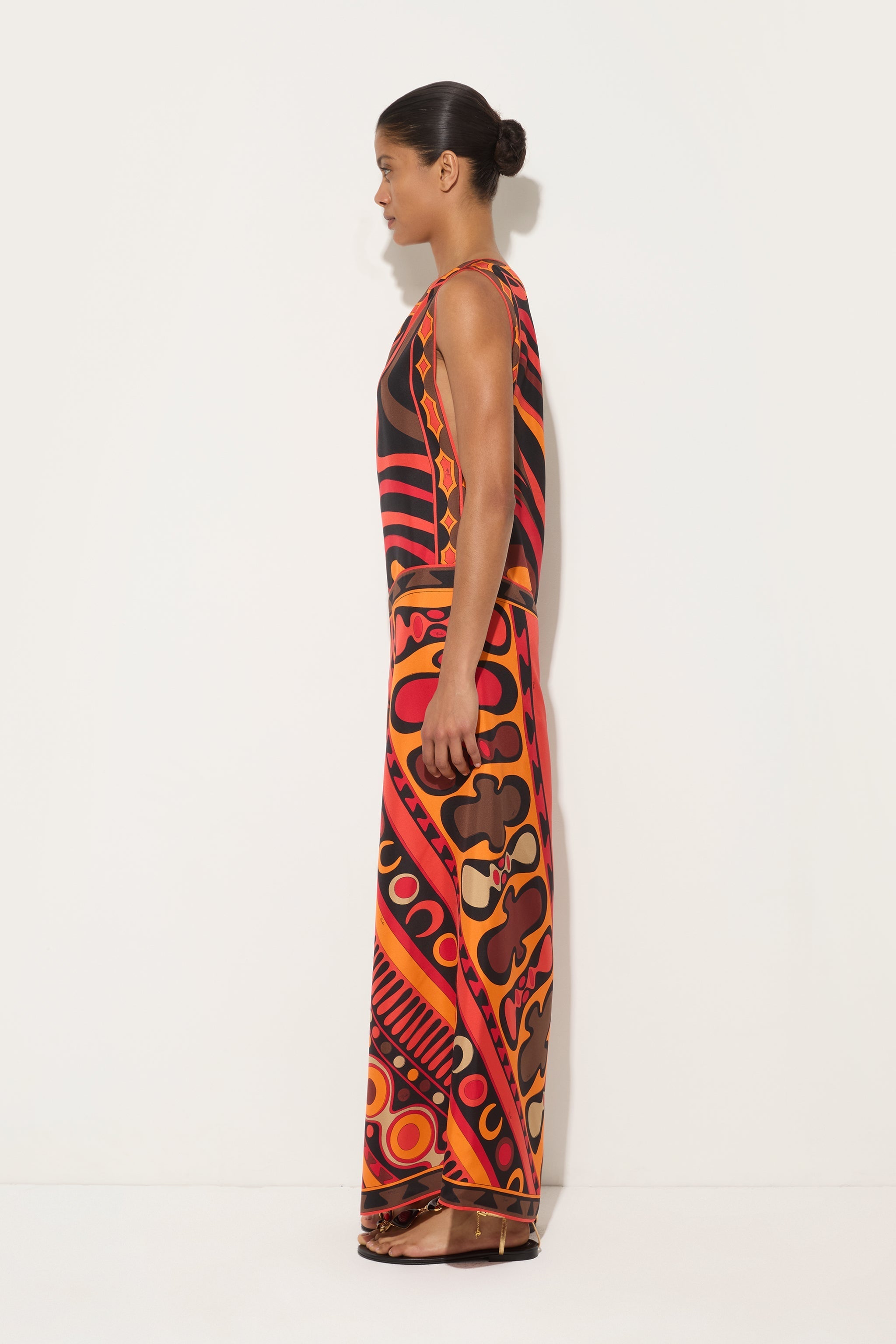 Pucci Marmo and Soleil Prints Asymmetrical Silk Dress