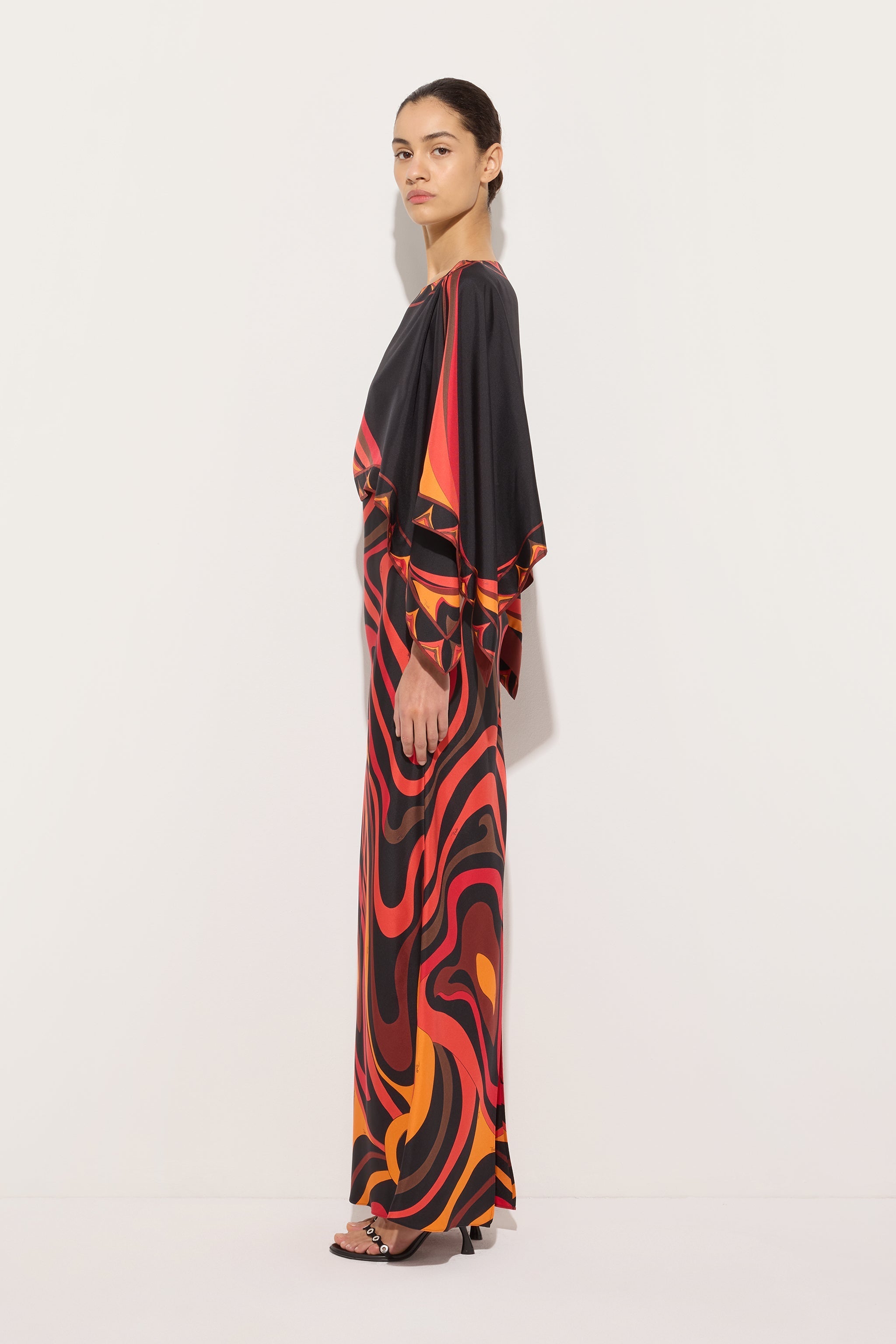 Pucci Marmo Print Silk Dress with Cape
