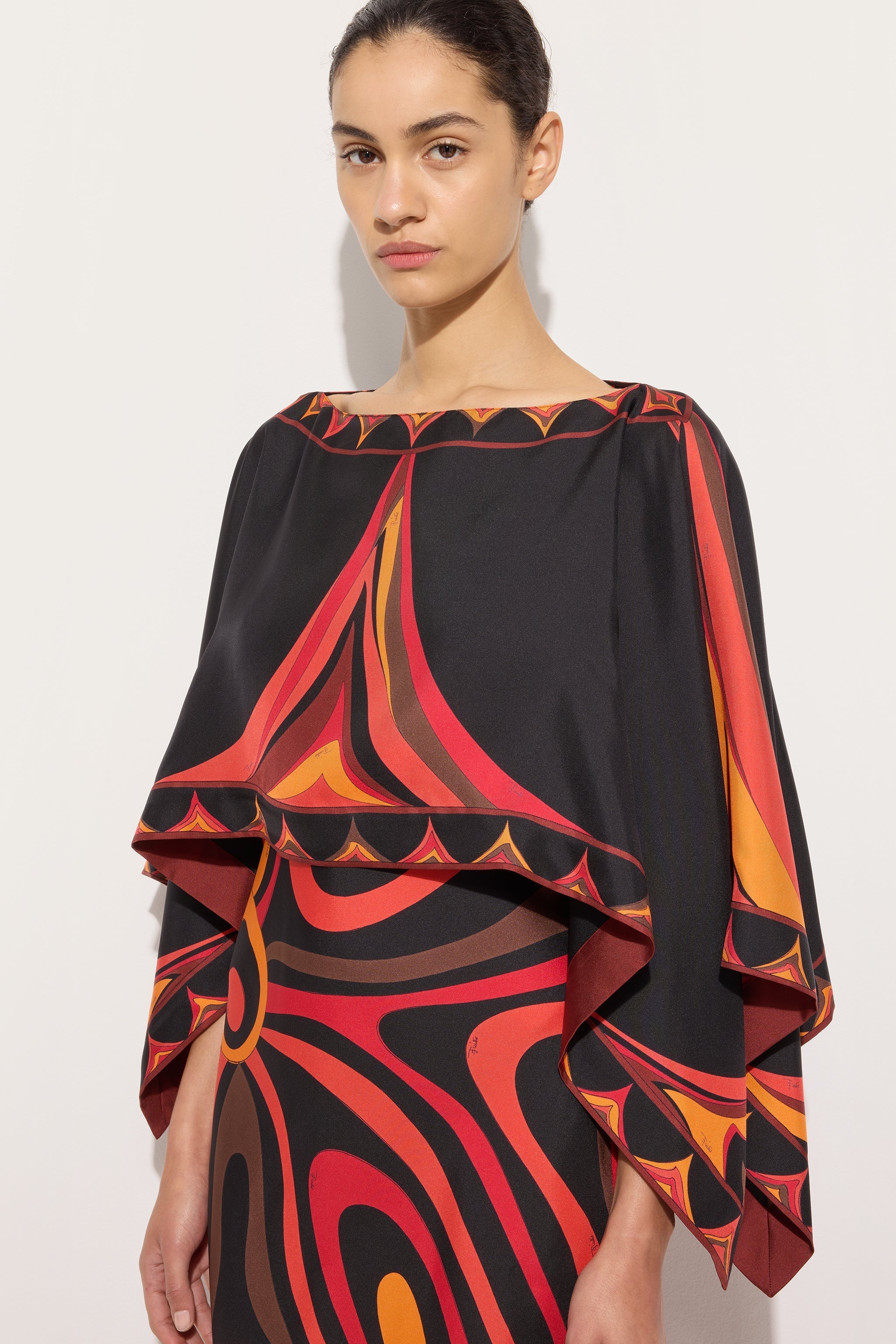 Pucci Marmo Print Silk Dress with Cape