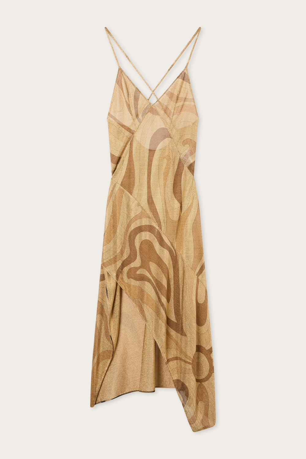 Pucci Marmo Print Lamè Asymmetrical Dress