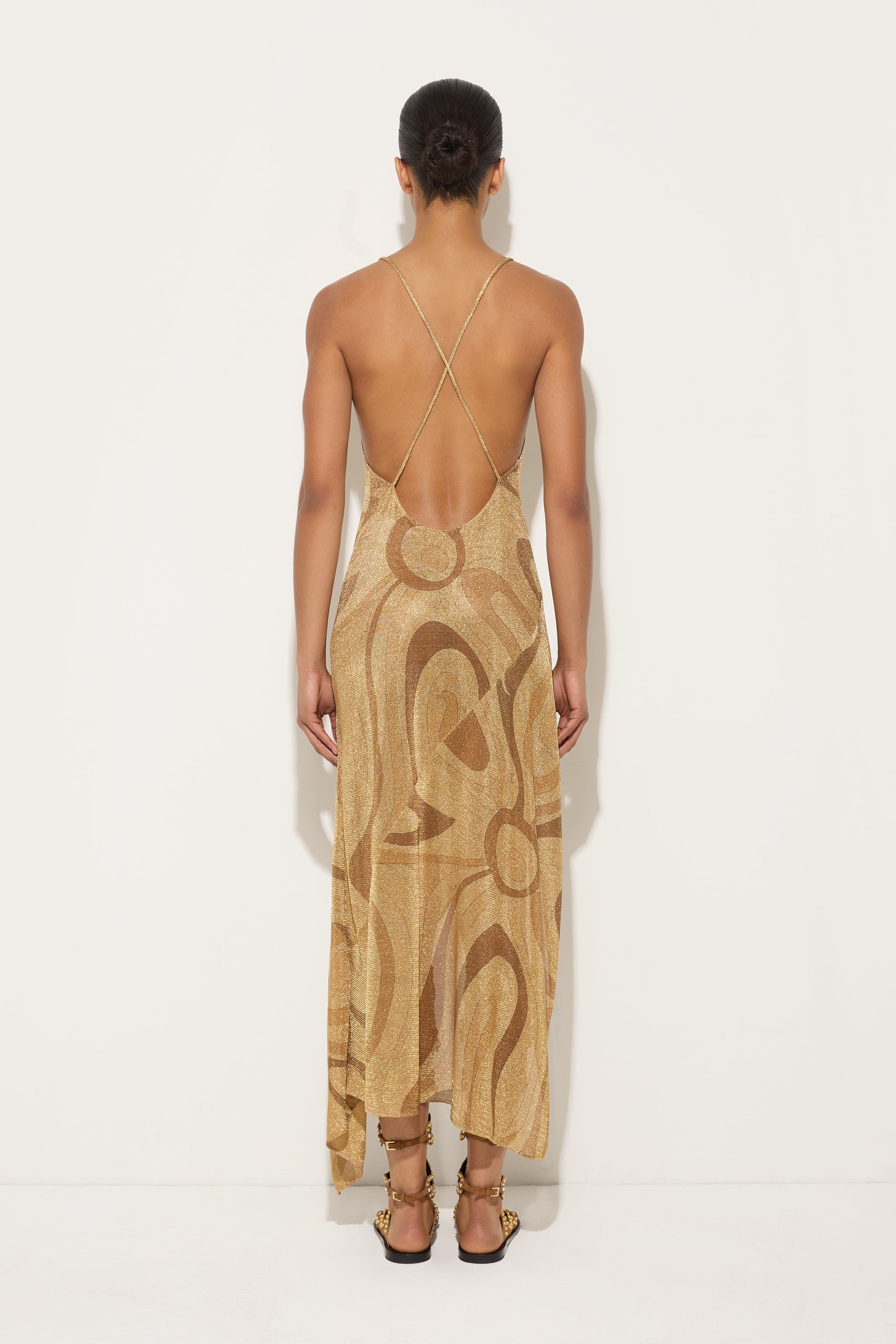 Pucci Marmo Print Lamè Asymmetrical Dress