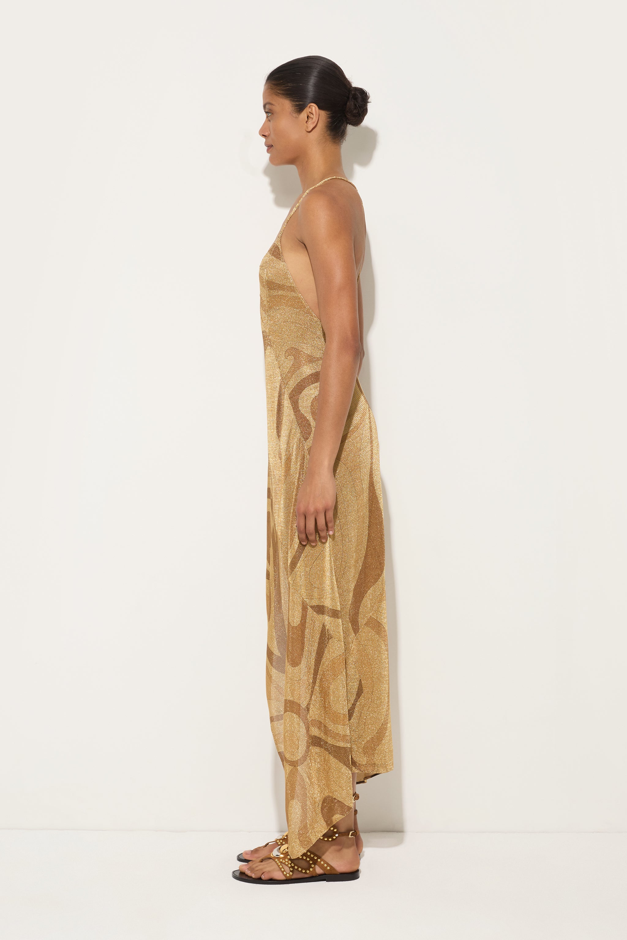 Pucci Marmo Print Lamè Asymmetrical Dress
