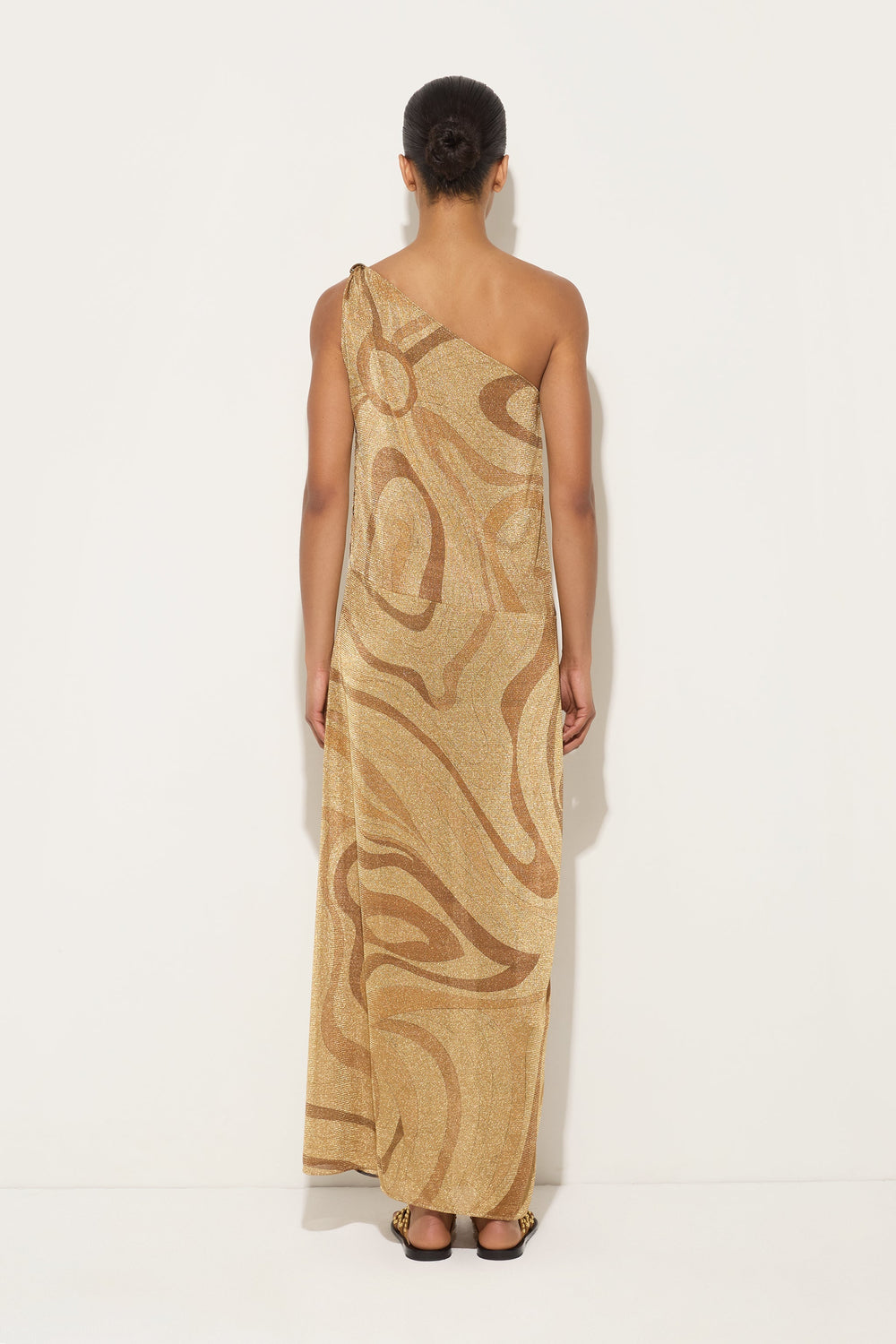 Pucci Marmo Print One-Shoulder Lamè Dress