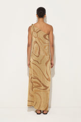 Pucci Marmo Print One-Shoulder Lamè Dress